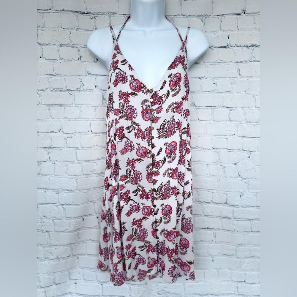 En Crème Boho Mini Dress Women’s Floral V Neck Spaghetti Adjustable Straps